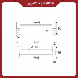 Rak Tempat Handuk Stainless Steel Double Kait SAN-EI PWN532 / Double Towel Holder