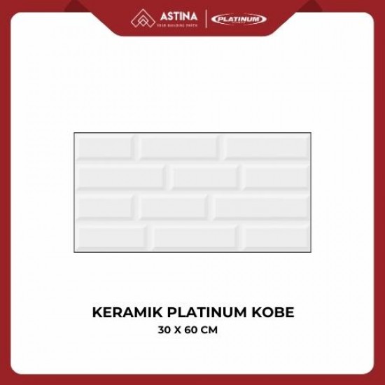 Keramik Dinding Platinum Kobe White Embossed Glossy REC 30x60 cm