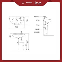 Wastafel Gantung Keramik / Wall Hung INA L10AG White