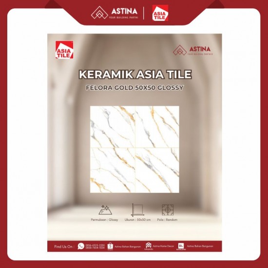 Keramik Lantai Asia Felora Gold 50 X 50 CM Glossy