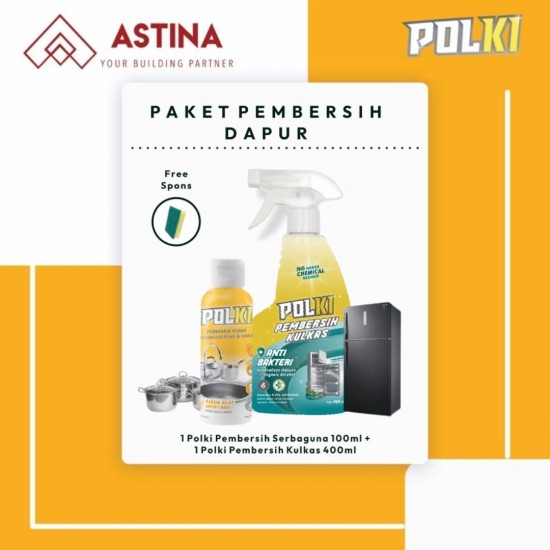 [PAKET HEMAT PEMBERSIH DAPUR] Polki Pembersih Kerak & Polki Pembersih Kulkas [FREE SPONS]