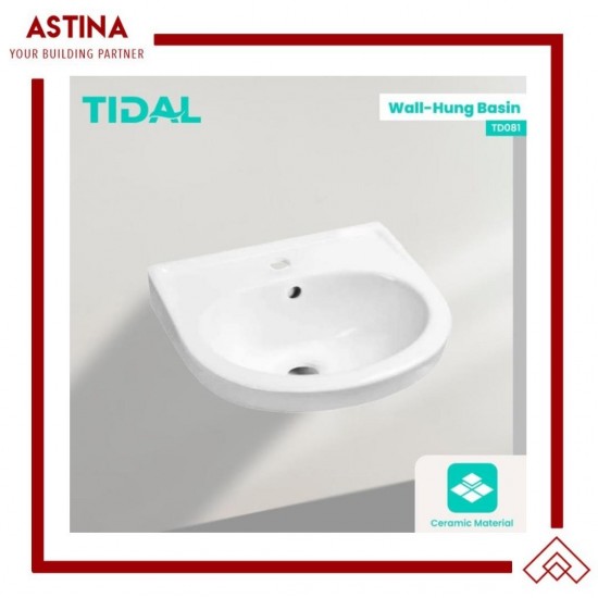 Wastafel Gantung Keramik / Wall Hung Wastafel Tidal TD081 Putih