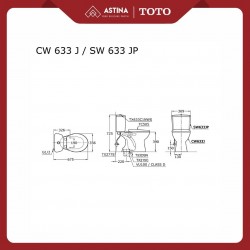 Kloset Duduk TOTO CW633JW/F Tutup TC505 Jarak As 23cm