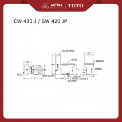Kloset Duduk TOTO CW420JW/F Tutup TC505 Jarak As 50cm