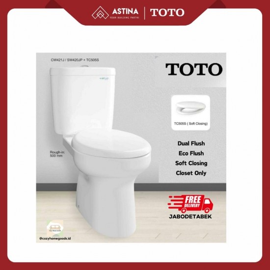 50cm Kloset Duduk TOTO CW421JW/F Tutup TC505S