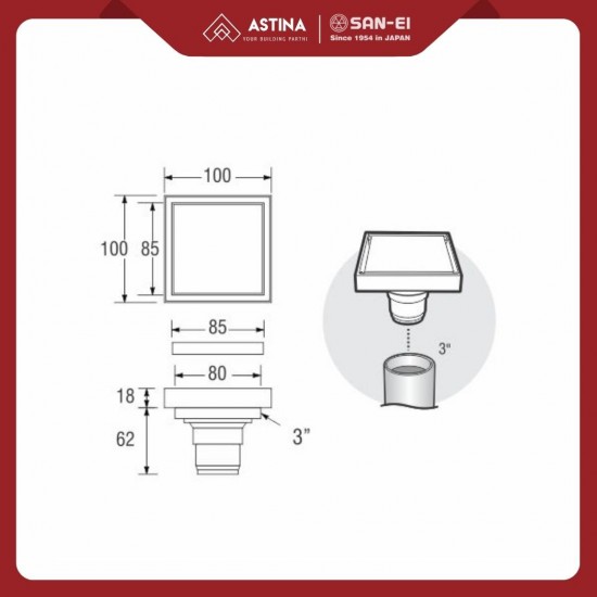 Floor Drain Kotak / Saringan Got SAN-EI HN908 Square