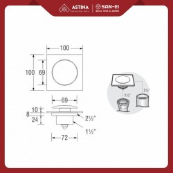 Floor Drain Injak / Saringan Got SAN-EI HN905 Square