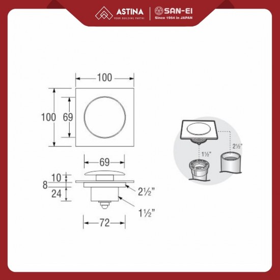Floor Drain Injak / Saringan Got SAN-EI HN905 Square