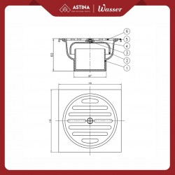Floor Drain Kotak / Saringan Got WASSER HSA 6442 Square