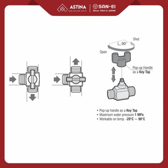 SAN-EI V63 Stop Kran 3 Arah / SAN-EI V63 Ball Valve
