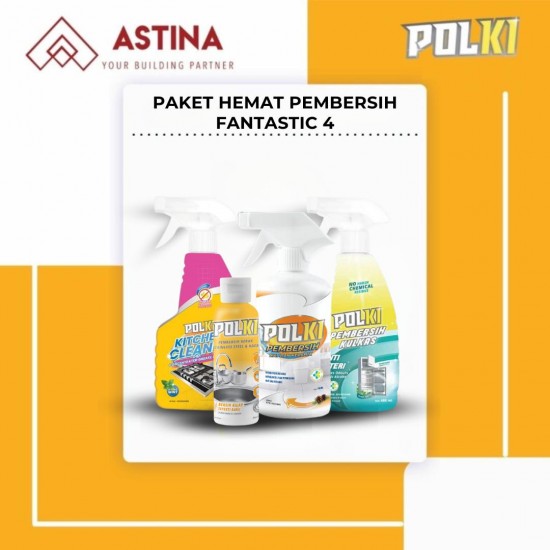 [PAKET HEMAT PEMBERSIH FANTASTIC 4] Polki Pembersih Kerak, Polki Pembersih Nat Keramik, Polki Pembersih Kulkas, Polki Kitchen Cleaner
