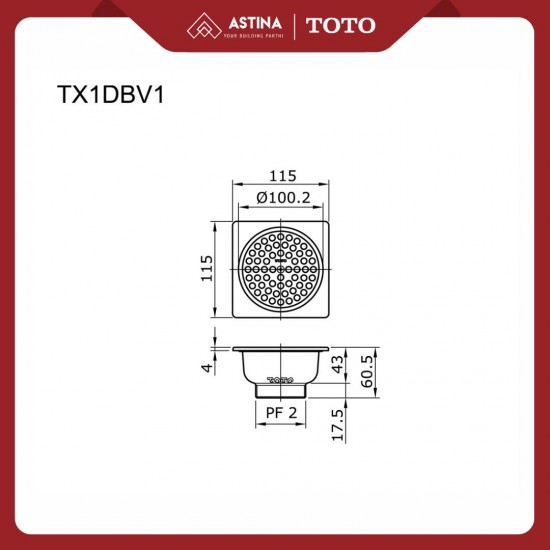 Floor Drain Kotak / Saringan Got TOTO TX1DBV1 Square