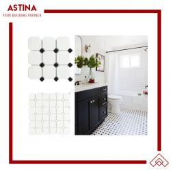 Mosaic Tiles Dekorasi Keramik Octa Maxi Matte White+Black 30x30