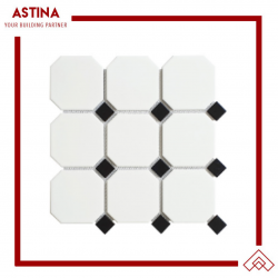 Mosaic Tiles Dekorasi Keramik Octa Maxi Matte White+Black 30x30