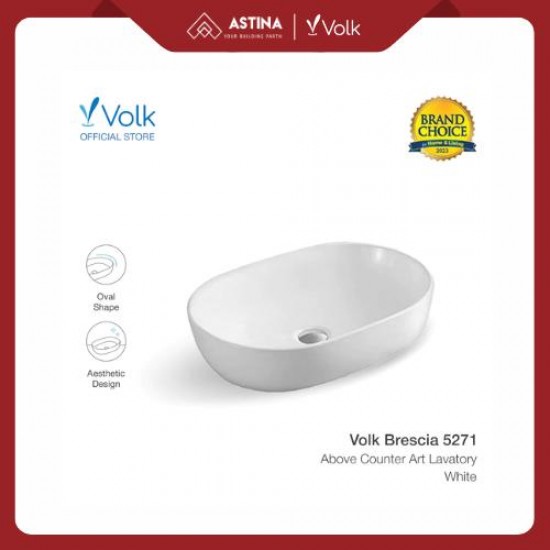 Wastafel Meja Volk Brescia 5271 Putih Glossy (590 x 400 x 135)