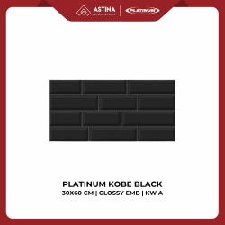 KERAMIK DINDING PLATINUM KOBE BLACK GLOSSY EMB 30X60 CM