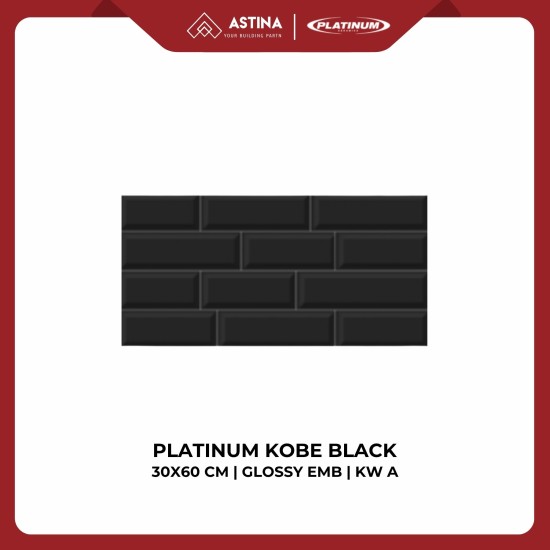 KERAMIK DINDING PLATINUM KOBE BLACK GLOSSY EMB 30X60 CM