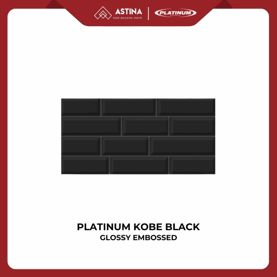 KERAMIK DINDING PLATINUM KOBE BLACK GLOSSY EMB 30X60 CM