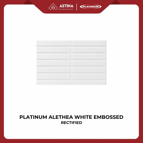 Keramik Dinding Platinum Alethea White Precut Rec Embossed 25x40 cm Glossy KW A