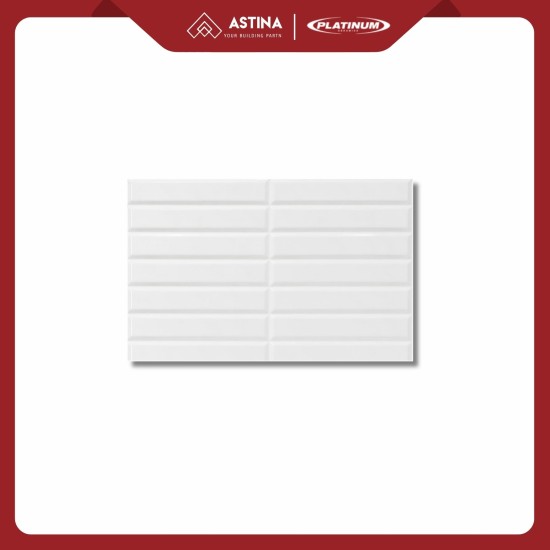 Keramik Dinding Platinum Alethea White Precut Rec Embossed 25x40 cm Glossy KW A