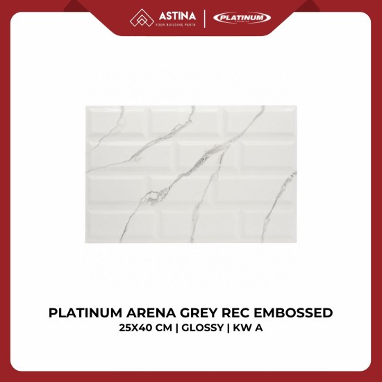 Keramik Dinding Platinum Arena White/Grey/Gold Rec Embossed 25x40 cm Glossy KW A