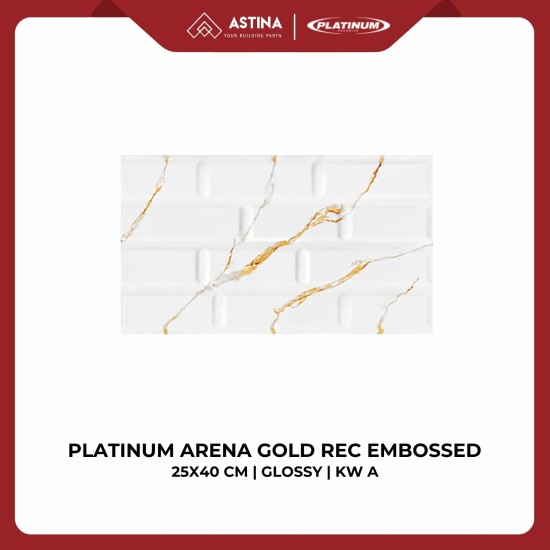 Keramik Dinding Platinum Arena White/Grey/Gold Rec Embossed 25x40 cm Glossy KW A