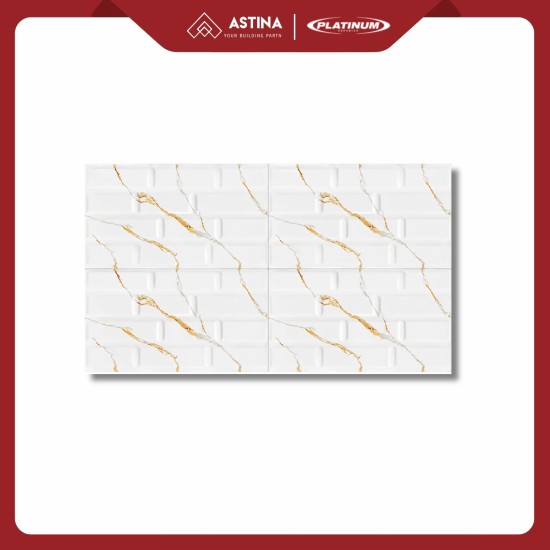 Keramik Dinding Platinum Arena White/Grey/Gold Rec Embossed 25x40 cm Glossy KW A