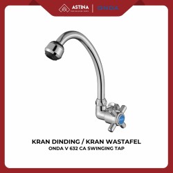 Kran Dinding Wastafel Onda V 632 CA Swinging Tap Perak Desain Modern