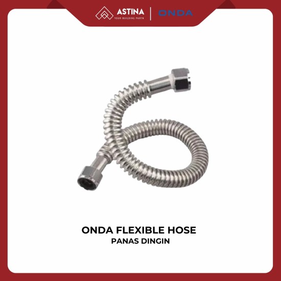 Onda Flexible Hose 1/2 X 1/2 Panas Dingin Logam Perak 40 CM, Selang Fleksibel Untuk Air