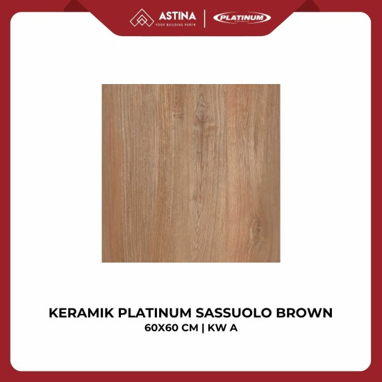Keramik Platinum Sassuolo Brown 60x60 CM KW A Motif Kayu Warna Cokelat