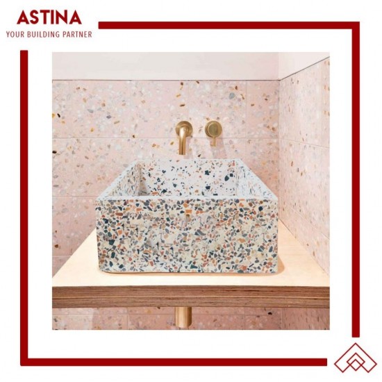 Wastafel Basin Bak Cuci Tangan Meja Kotak Concrete Rocky Teraso Minimalis
