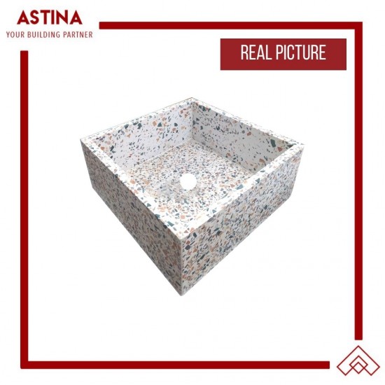 Wastafel Basin Bak Cuci Tangan Meja Kotak Concrete Rocky Teraso Minimalis