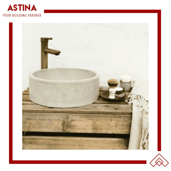 Wastafel Basin Bak Cuci Tangan Meja Bulat Concrete Teraso Minimalis Warna