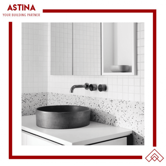 Wastafel Basin Bak Cuci Tangan Meja Bulat Concrete Teraso Minimalis Warna