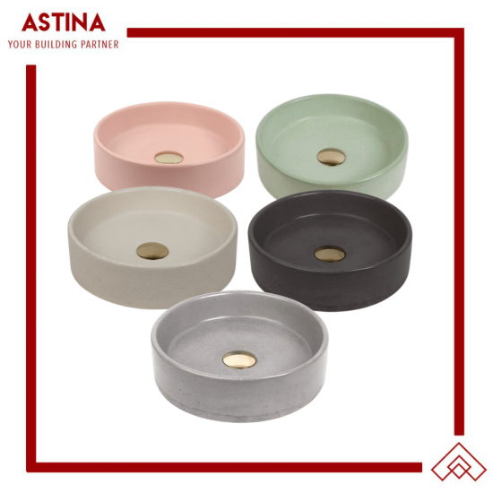 Wastafel Basin Bak Cuci Tangan Meja Bulat Concrete Teraso Minimalis Warna